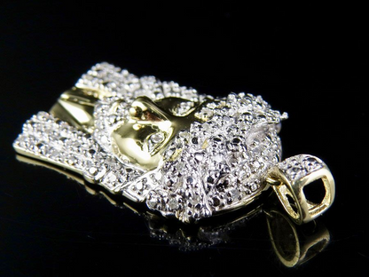 10K Yellow Gold Lab Grown Diamond Jesus Face Pendant