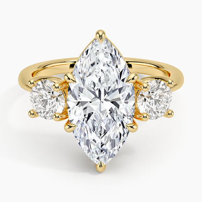 3 CT 3 Stone Lab Grown Diamond 18k Solid Gold Engagement Ring