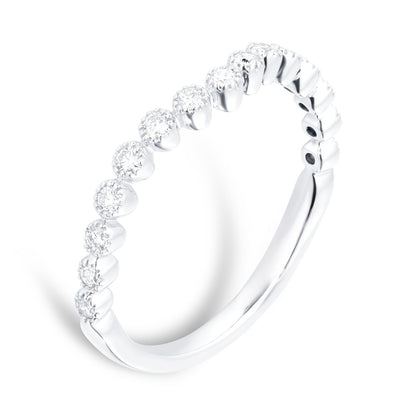 White Gold Lab Grown Diamond Bead Edge Wedding Band