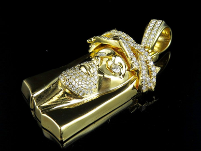 Yellow Solid Gold Lab Grown Diamond Jesus Pendant
