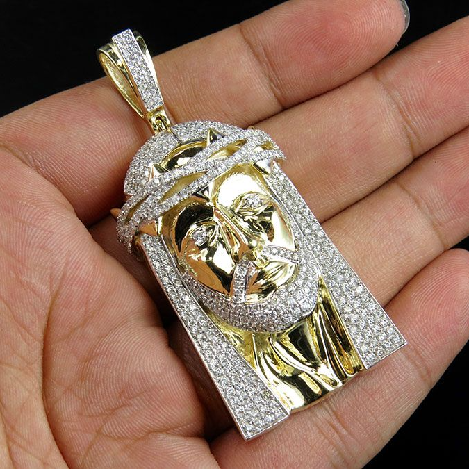 Yellow Gold Lab Grown Diamond Customize Jesus Pendant