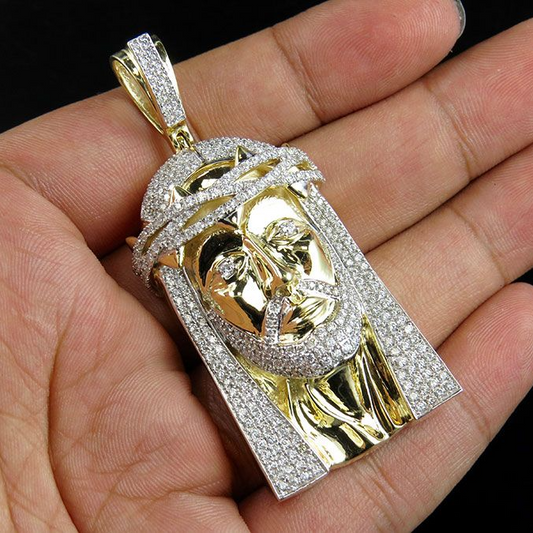 Yellow Gold Lab Grown Diamond Customize Jesus Pendant
