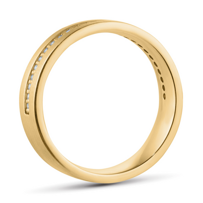 Yellow Gold Half Eternity Lab Diamond Wedding Band