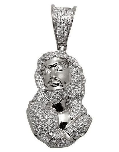 White Gold Lab Grown Diamond Praying Jesus Pendant