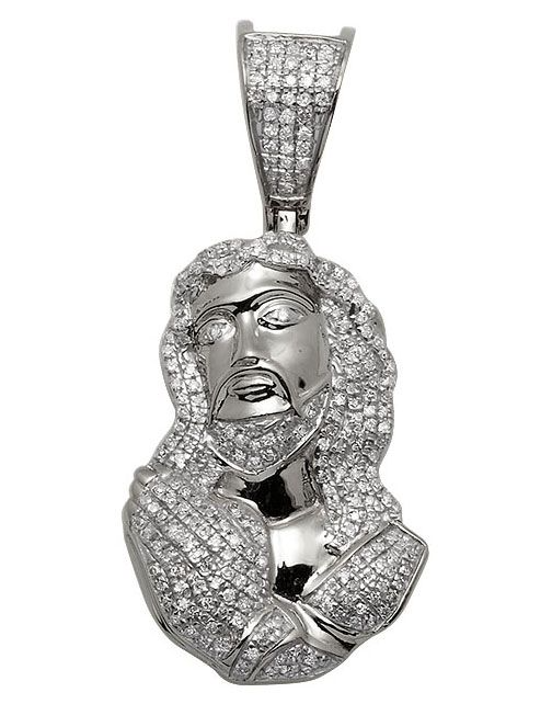 White Gold Lab Grown Diamond Praying Jesus Pendant