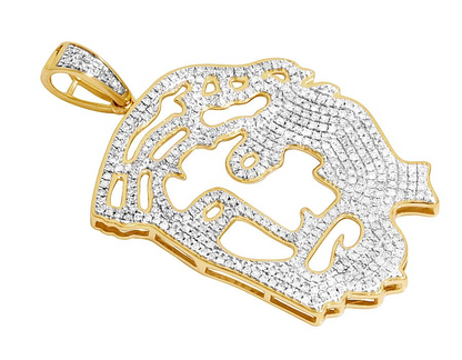 Jesus Digital Face Yellow Gold Lab Grown Diamond Pendant