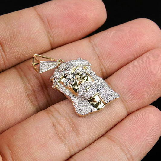 Iced Out Lab Grown Diamond Jesus Gold Pendant