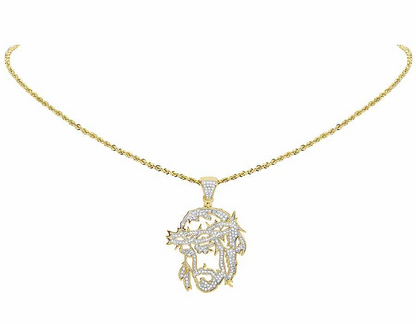 10K Gold Jesus Face Cutout Lab Grown Diamond Charm Pendant