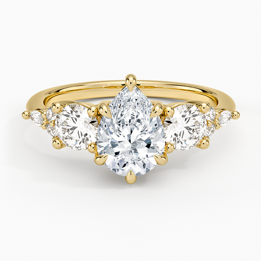 1 1/4 CT Lab Grown Diamond Pear Cut Cluster Engagement Ring
