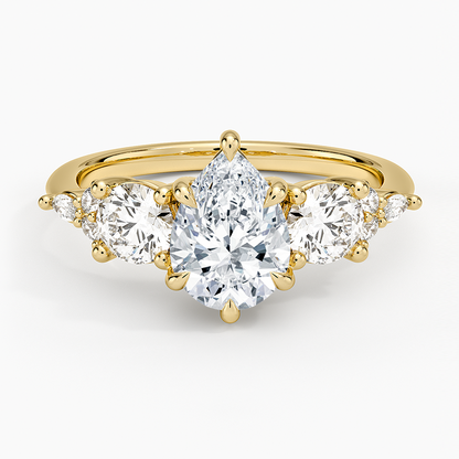 1 1/4 CT Lab Grown Diamond Pear Cut Cluster Engagement Ring