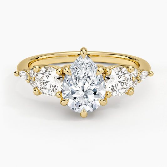 1 1/4 CT Lab Grown Diamond Pear Cut Cluster Engagement Ring
