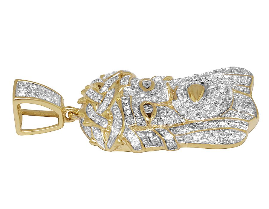 Jesus Iced Out Yellow Gold Lab Grown Diamond Pendant