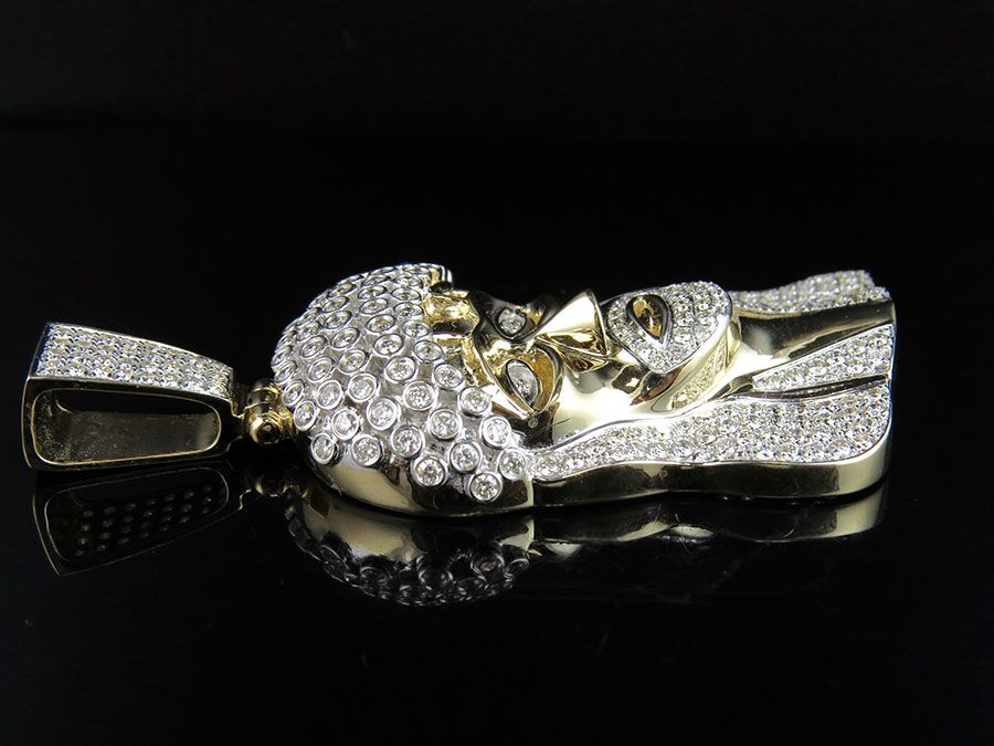 Jesus Head Lab Grown Diamond Yellow Gold Pendant