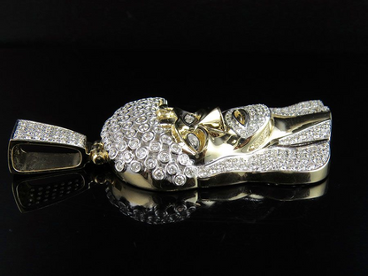 Jesus Head Lab Grown Diamond Yellow Gold Pendant