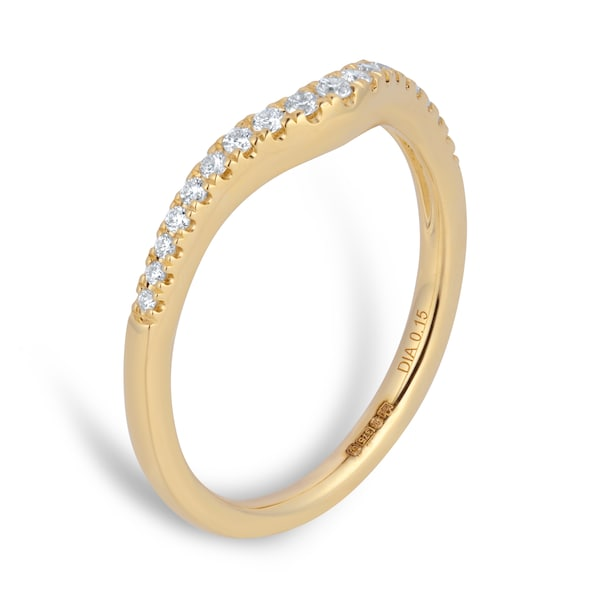 Yellow Gold Curved Shape Lab Grown Diamond Wedding Band