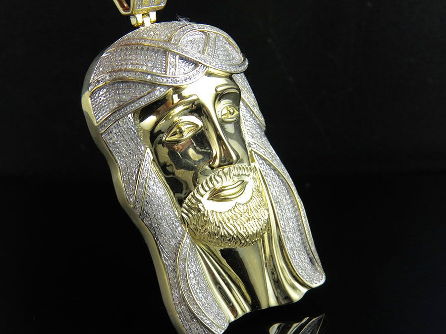 Iced Out Jesus Lab Grown Diamond Yellow Gold Pendant