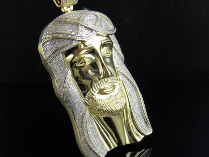 Iced Out Jesus Lab Grown Diamond Yellow Gold Pendant
