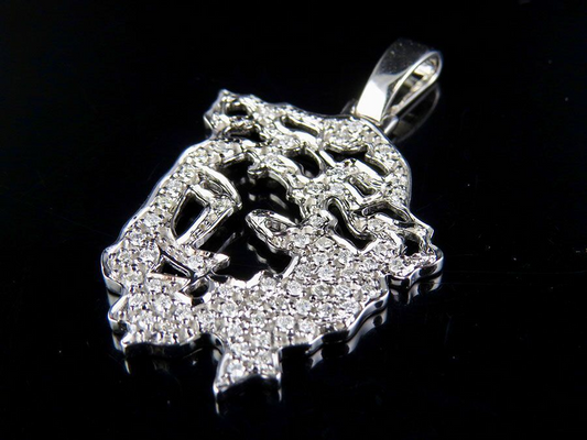 White Gold Jesus Cutout Lab Grown Diamond Pendant