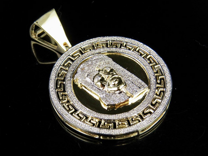 Greek Bezel Jesus Medallion Lab Grown Diamond Pendant
