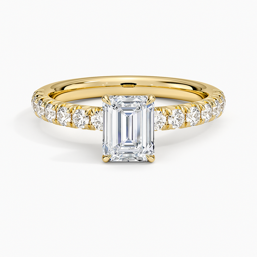 2 CT Lab Ground Diamond Half Eternity Emerald Ring