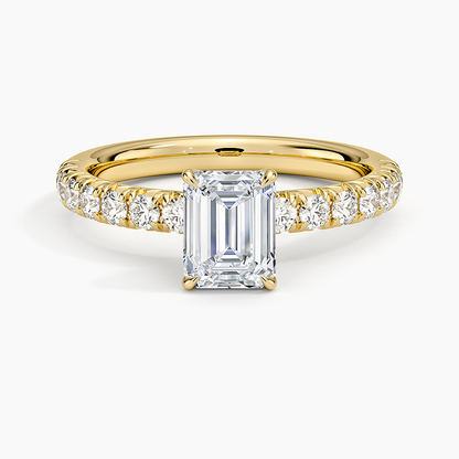 2 CT Lab Ground Diamond Half Eternity Emerald Ring