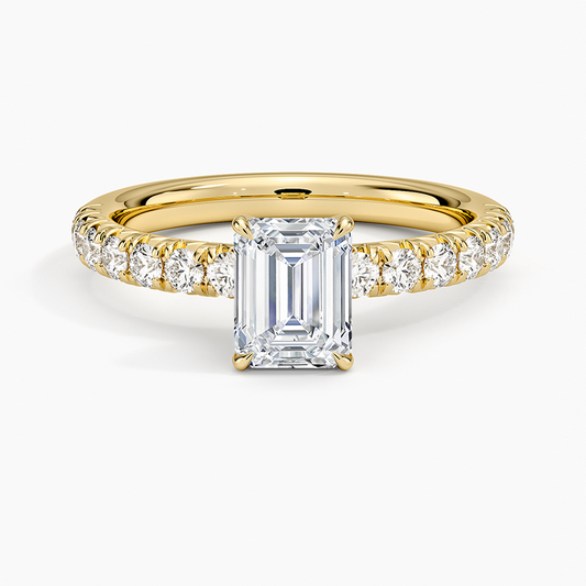 2 CT Lab Ground Diamond Half Eternity Emerald Ring