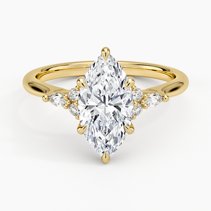 1 1/2 Marquise Cut Lab Grown Diamond Cluster Enagagement Ring