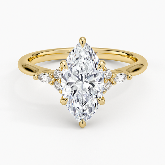 1 1/2 Marquise Cut Lab Grown Diamond Cluster Enagagement Ring