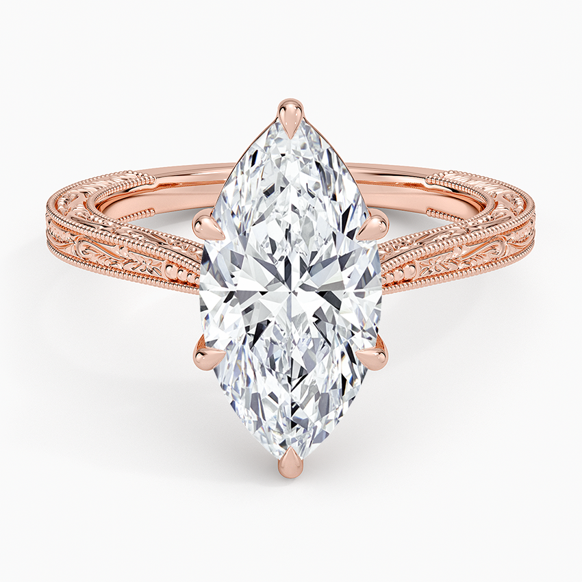 2 1/2 CT Marquise Cut Lab Grown Diamond Milgrian Ring