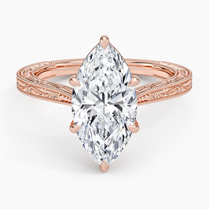 2 1/2 CT Marquise Cut Lab Grown Diamond Milgrian Ring