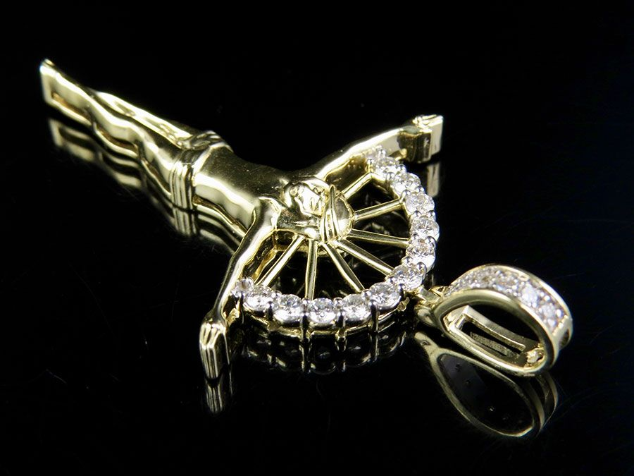 Lab Grown Diamond Crucifix Gold Jesus Charm Pendant