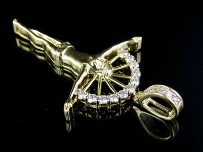 Lab Grown Diamond Crucifix Gold Jesus Charm Pendant