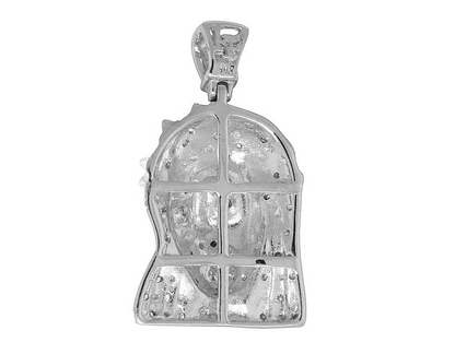 White Gold Lab Grown Diamond Mini Jesus Pendant