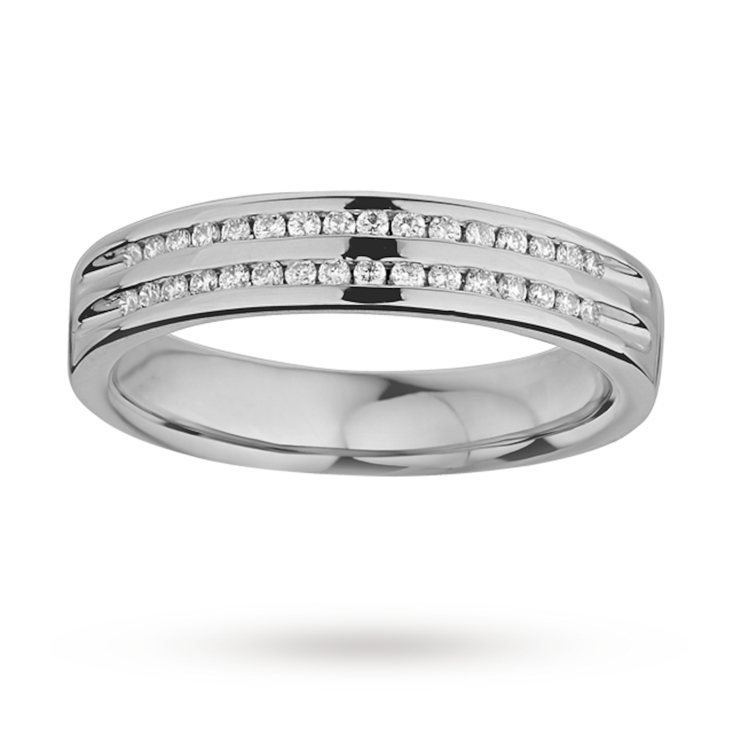 White Gold Lab Diamond Two Row Channel Setting Wedding Band