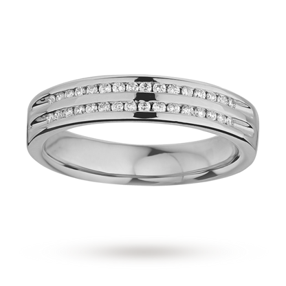 White Gold Lab Diamond Two Row Channel Setting Wedding Band