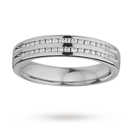 White Gold Lab Diamond Two Row Channel Setting Wedding Band