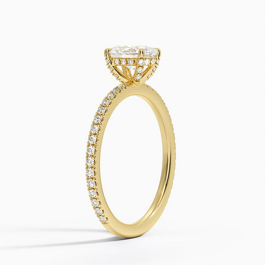 3/4 CT Lab Grown Diamond Yellow White Rose Engagement ring