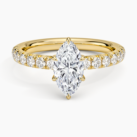 1 CT Lab Grown Diamond Half Eternity Marquise Solitaire Ring
