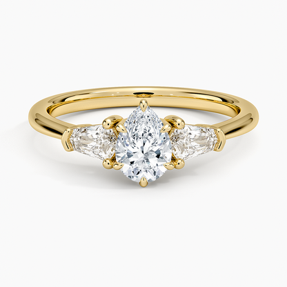 1/2 CT 3 Stone Lab Grown Diamond Pear Cut Engagement Ring