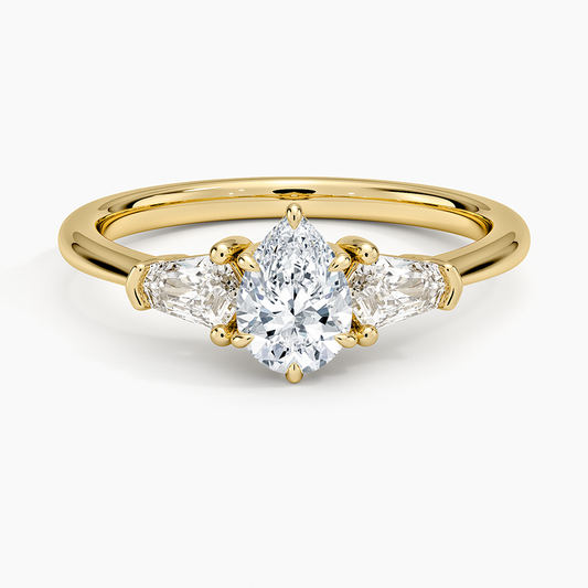 1/2 CT 3 Stone Lab Grown Diamond Pear Cut Engagement Ring