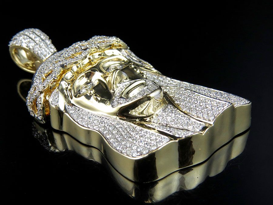 Men's Jesus Face Gold Lab Grown Diamond Pendant