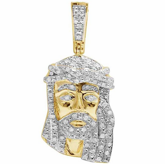 1.3 Inch Yellow Gold Lab Grown Diamond Jesus Pendant