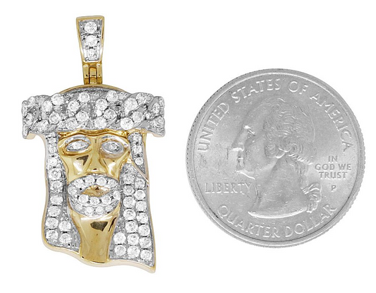 1.5 Inch Lab Grown Diamond Yellow Gold Jesus Pendant
