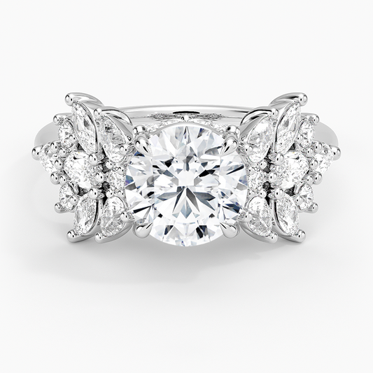 1 1/2 CT Lab Grown Diamond Cluster Engagament Ring