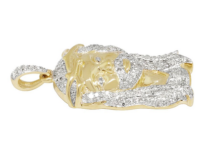 Yellow Gold Iced Out Lab Grown Diamond Jesus Pendant