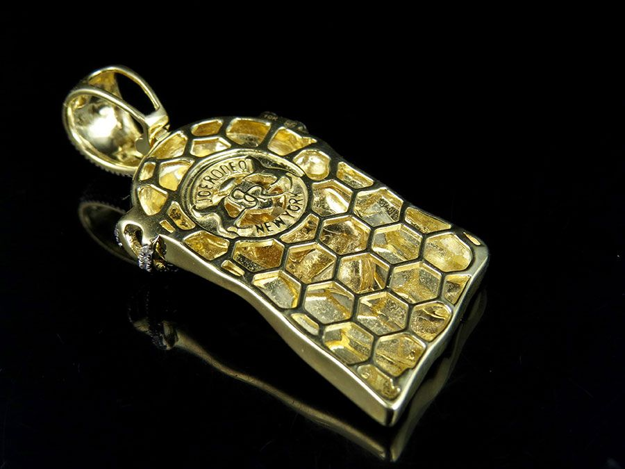 Jesus Face Crown Lab Grown Diamond Yellow Gold Pendant