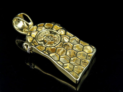 Jesus Face Crown Lab Grown Diamond Yellow Gold Pendant