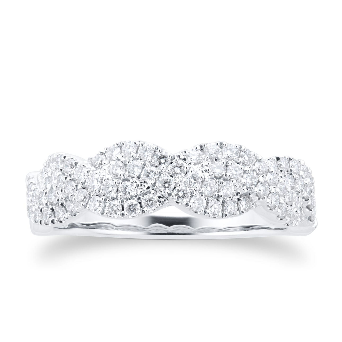 Two Row Lab Diamond Twist Eternity Gold Wedding Band