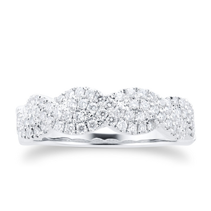 Two Row Lab Diamond Twist Eternity Gold Wedding Band
