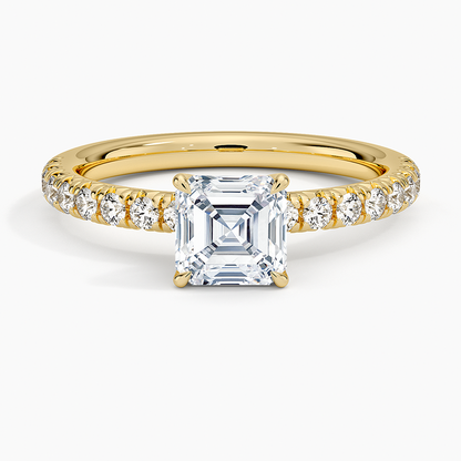 1 CT Asscher Cut Lab Grown Diamond Solid Gold Ring